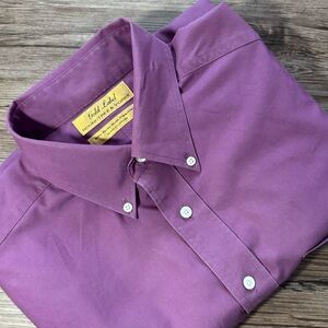 ROUNDTREE & YORKE Gold Label Shirt XL L/S Solid Purple Button Down Cotton